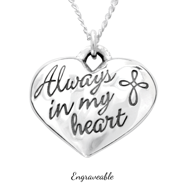 Heart Outline Engraved Necklace - Heart Necklace